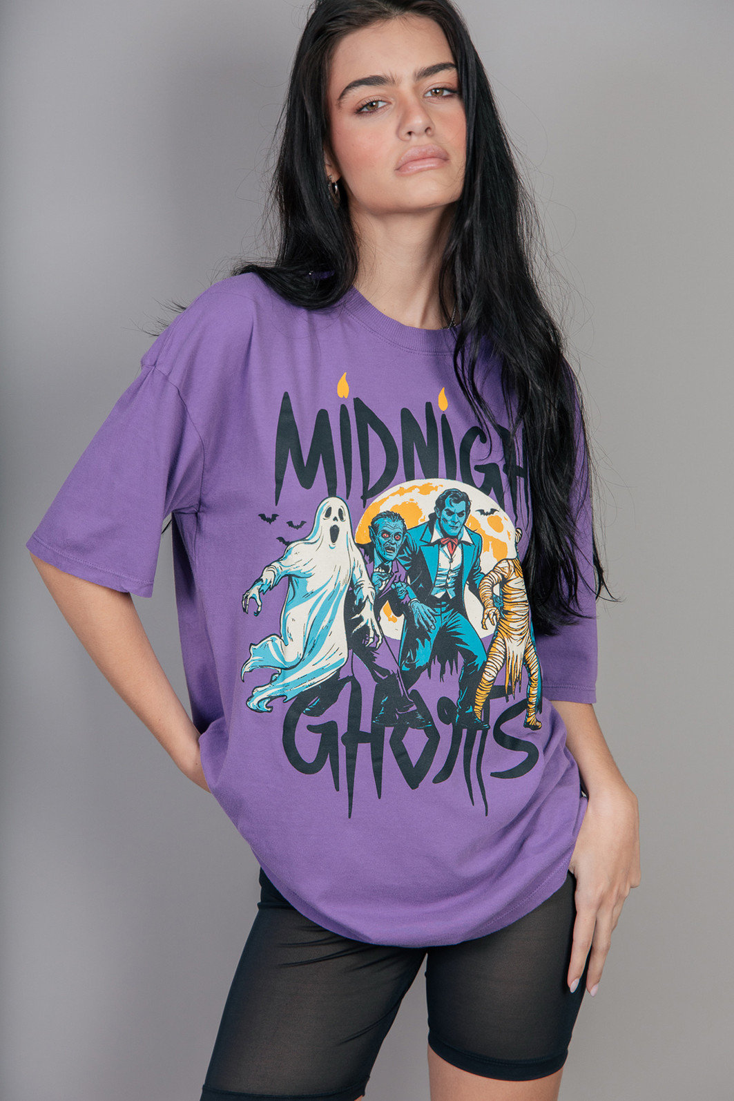 CAMISETA T-SHIRT VINTAGE ROXA MIDNIGHT GHOSTS CAMISETA T-SHIRT VINTAGE ROXA MIDNIGHT GHOSTS