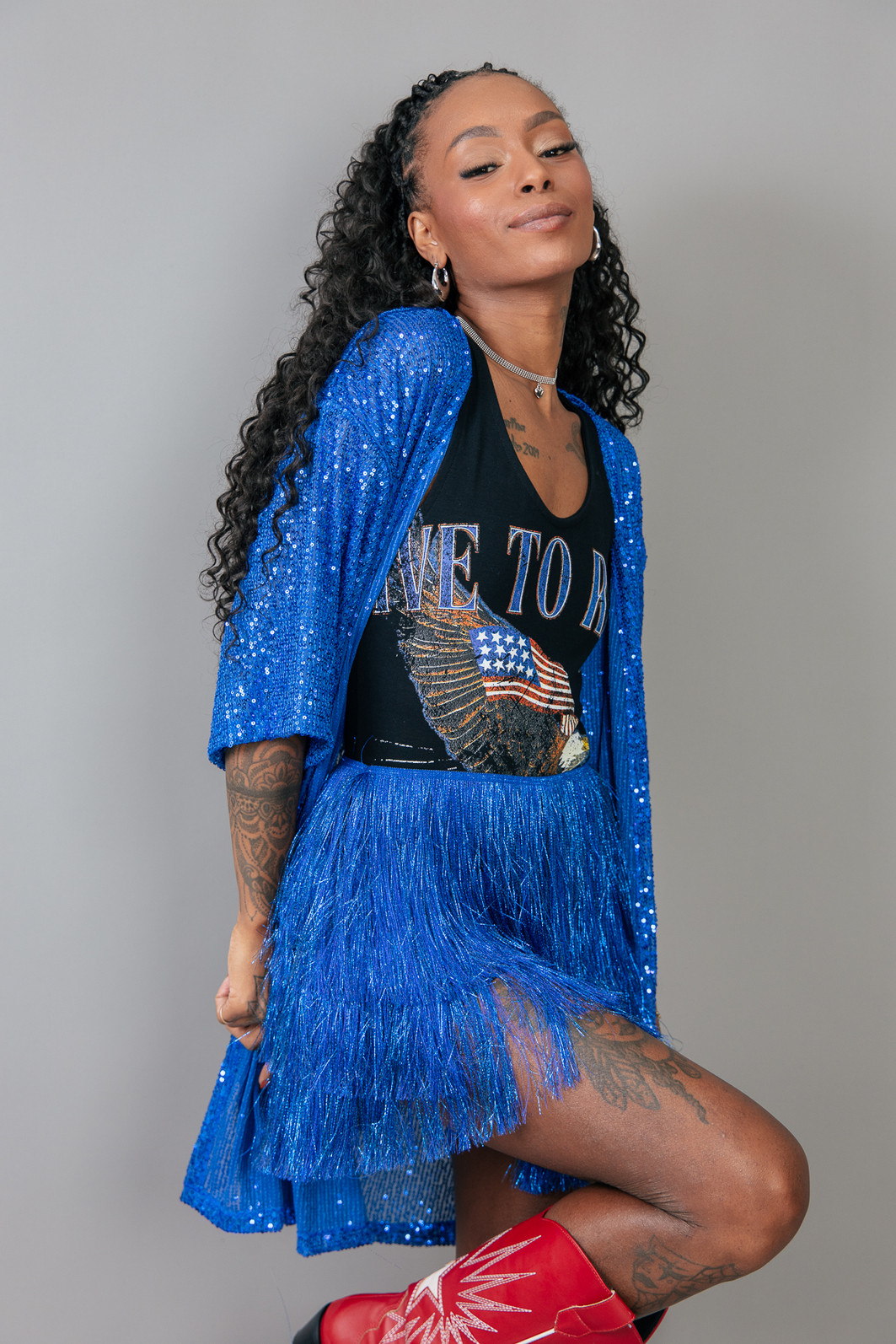 SHORT SAIA DE FRANJAS LONGAS AZUL