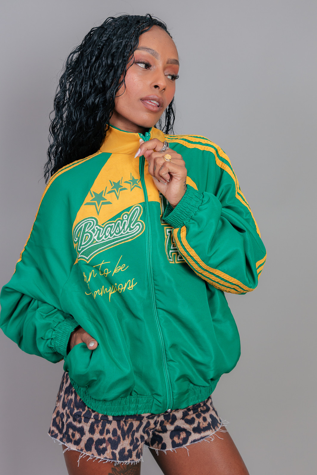 JAQUETA ESPORTIVA BRASIL VERDE E AMARELO