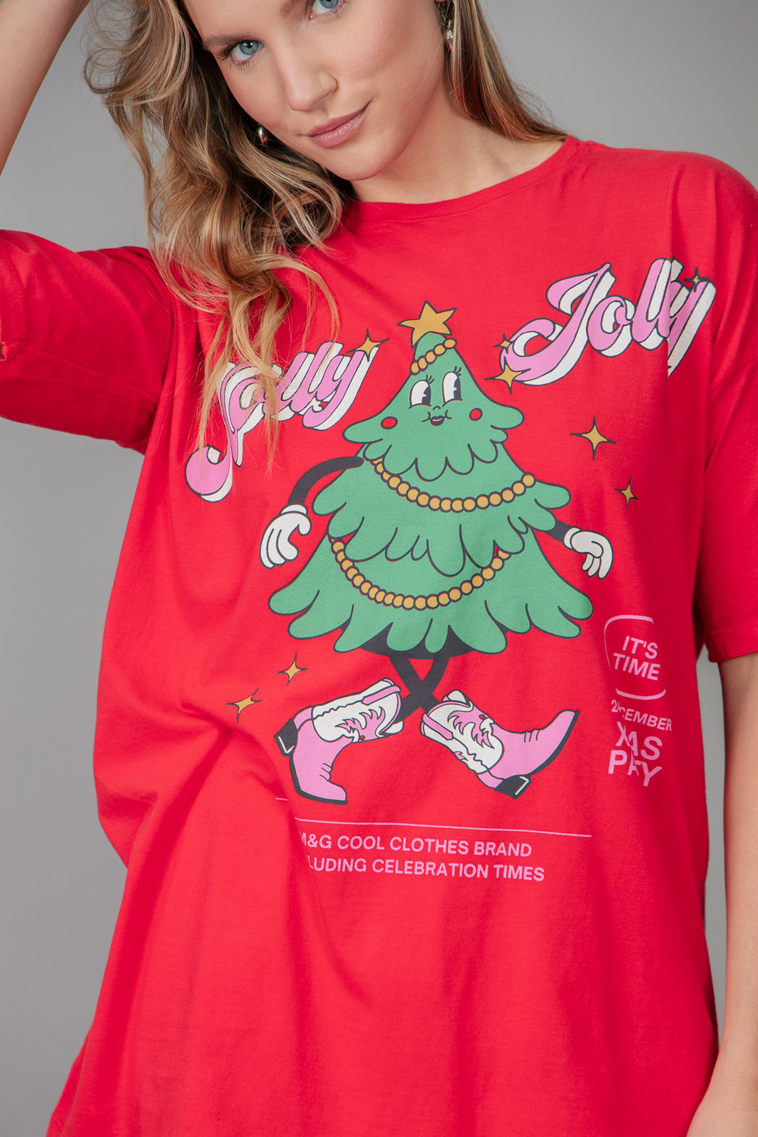 CAMISETA T-SHIRT OVERSIZED VERMELHA HOLLY JOLLY CAMISETA T-SHIRT OVERSIZED VERMELHA HOLLY JOLLY