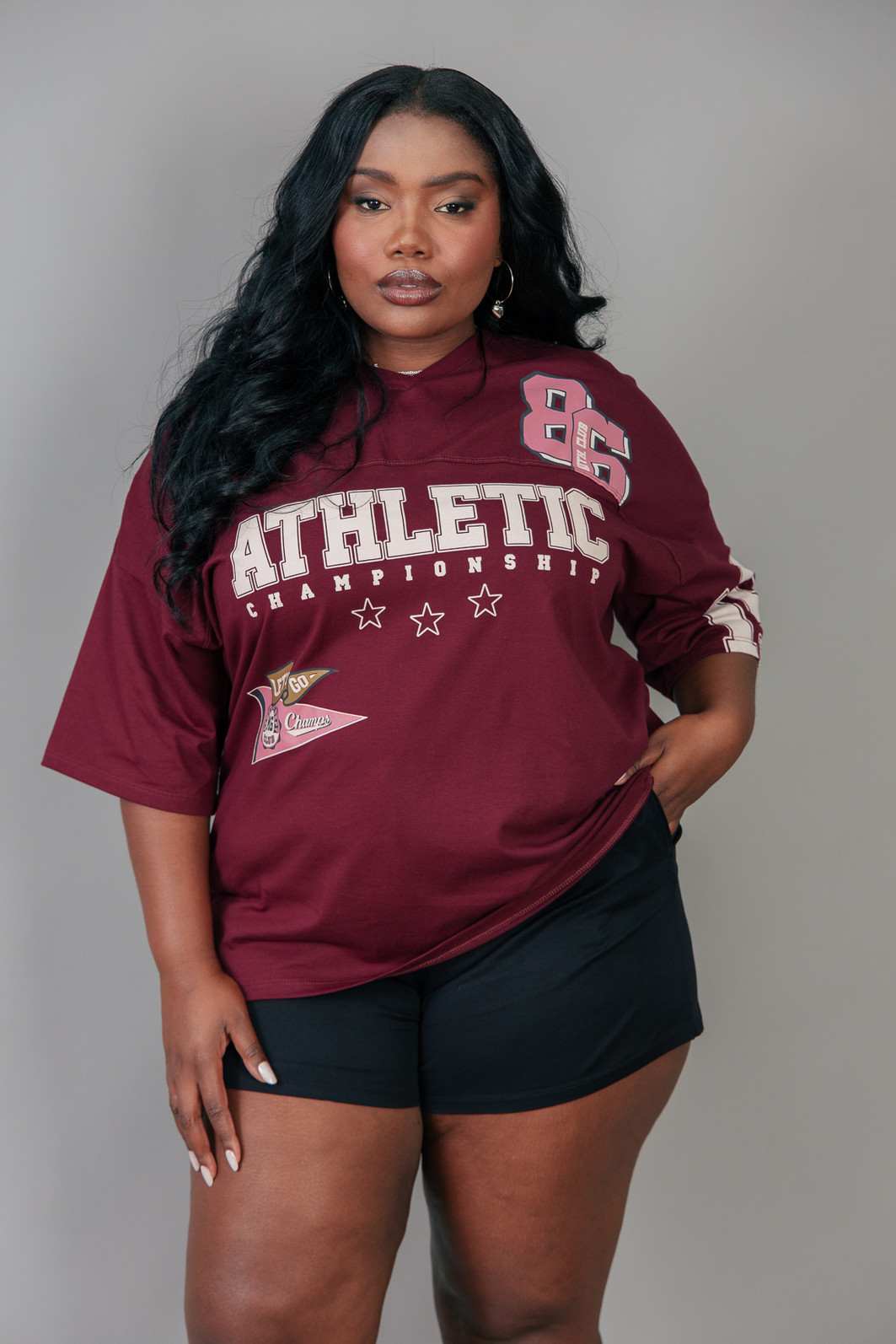 CAMISETA T-SHIRT OVERSIZED BORDÔ DECOTE V ATHLETIC