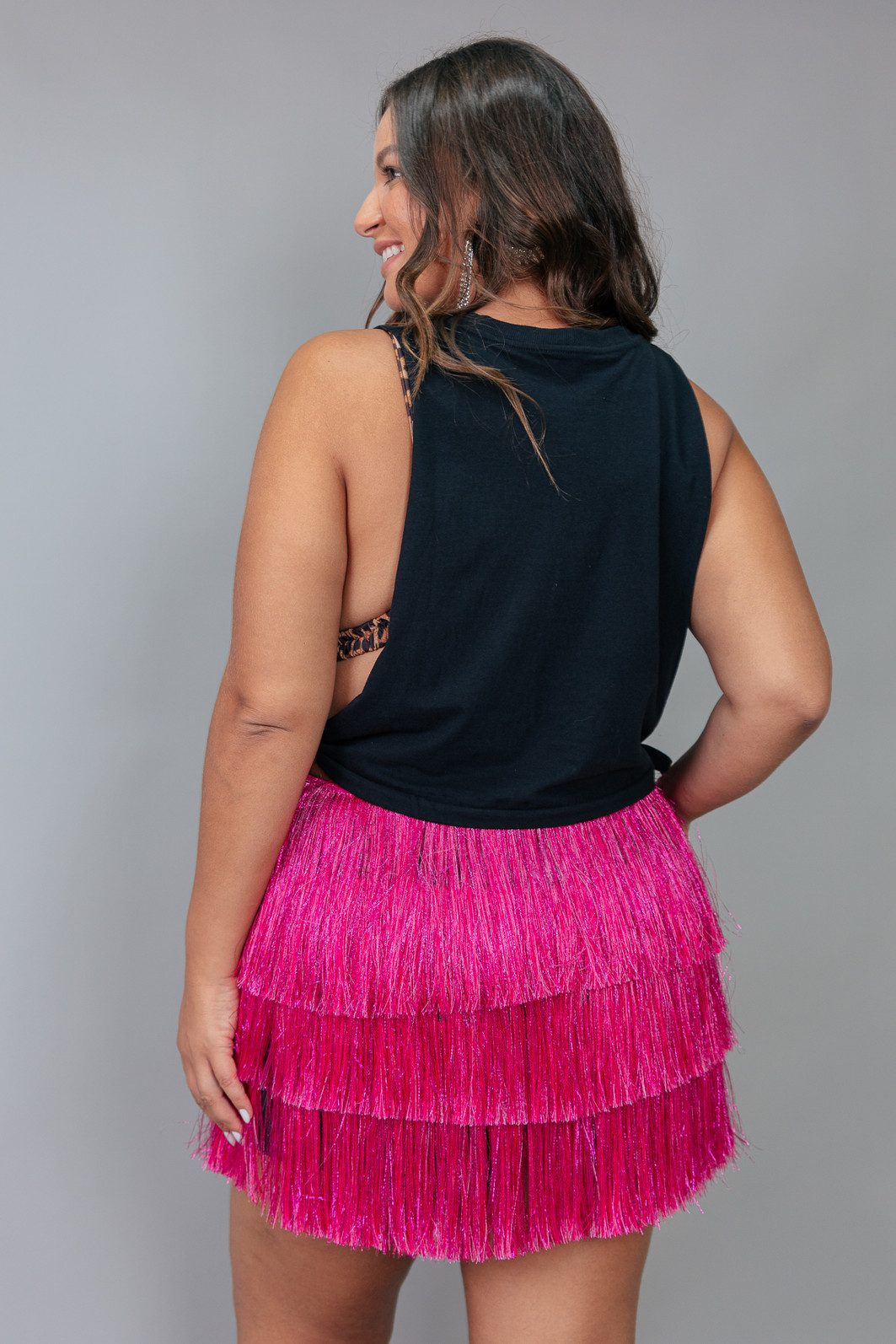 SHORT SAIA COM FRANJAS ROSA