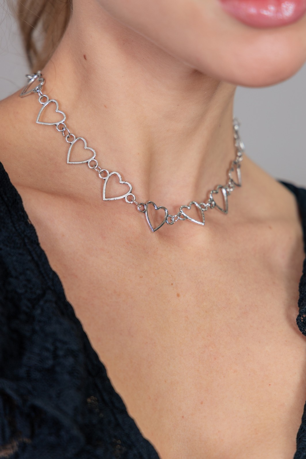 COLAR CHOKER DE CORAÇÃO PRATA COLAR CHOKER DE CORAÇÃO PRATA