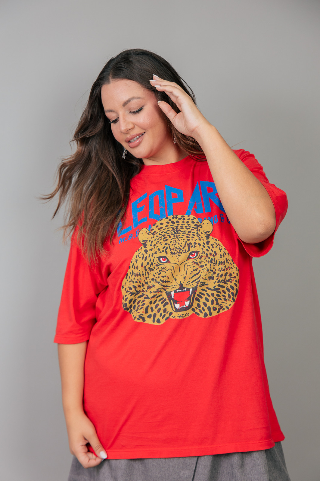 CAMISETA T-SHIRT VINTAGE VERMELHA LEOPARD CAMISETA T-SHIRT VINTAGE VERMELHA LEOPARD