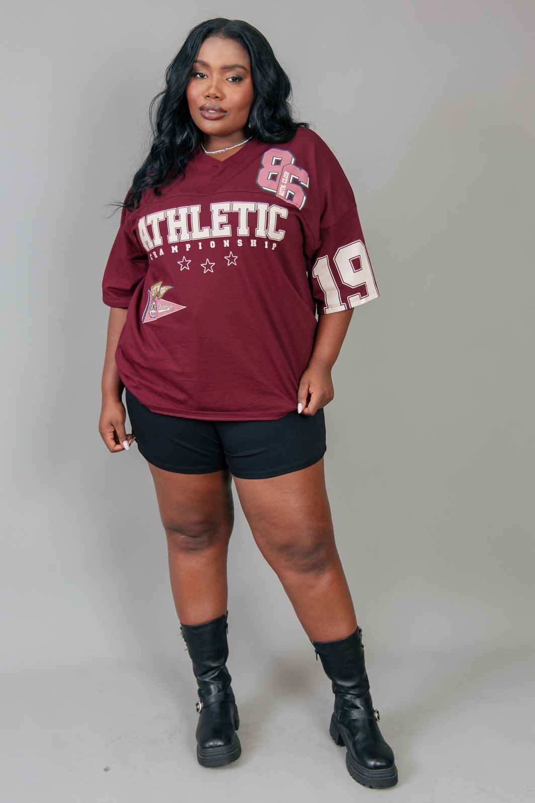 CAMISETA T-SHIRT OVERSIZED BORDÔ DECOTE V ATHLETIC