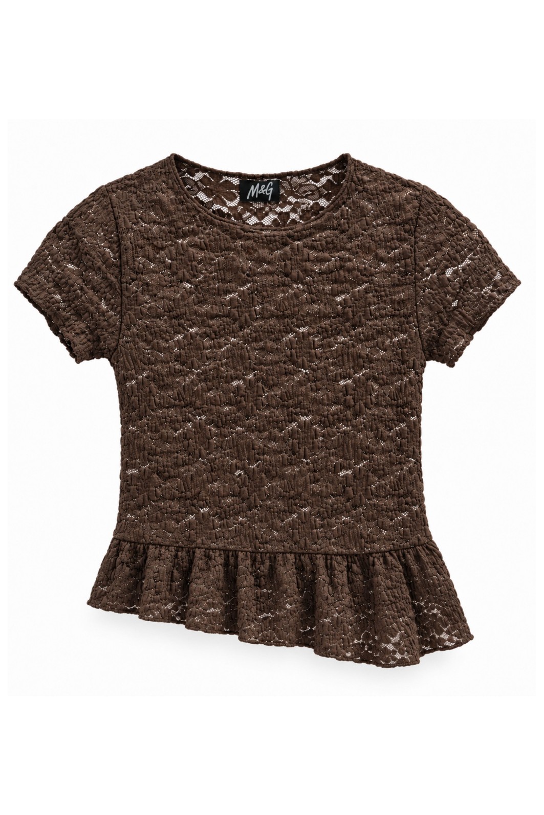 BLUSA BABYTEE COM BABADO DE RENDA MARROM BLUSA BABYTEE COM BABADO DE RENDA MARROM