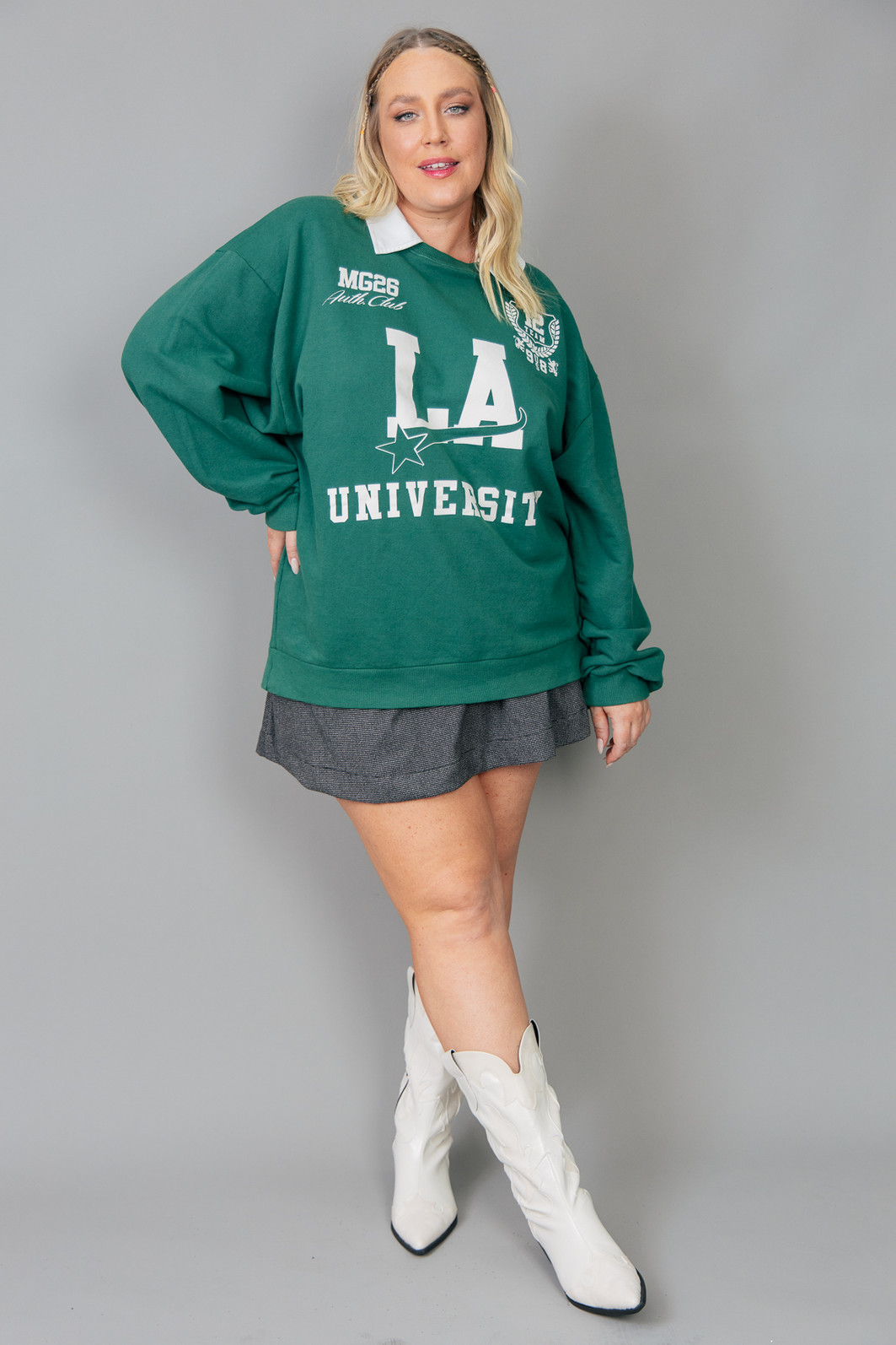 CASACO DE MOLETOM OVERSIZED VERDE UNIVERSITY CASACO DE MOLETOM OVERSIZED VERDE UNIVERSITY