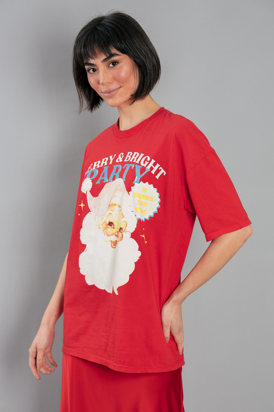 CAMISETA T-SHIRT VINTAGE VERMELHA MERRY & BRIGHT CAMISETA T-SHIRT VINTAGE VERMELHA MERRY & BRIGHT