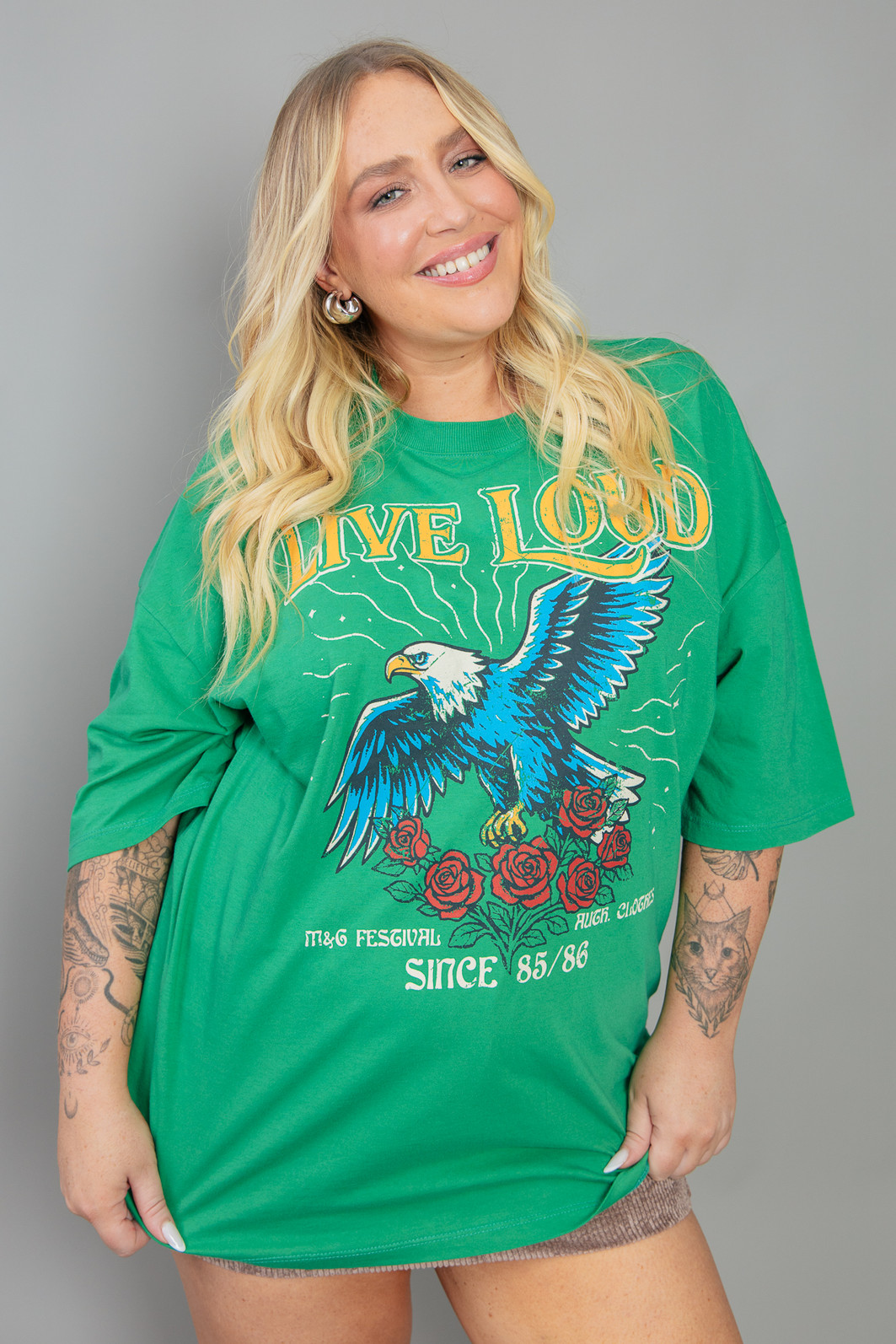 CAMISETA T-SHIRT VINTAGE VERDE LIVE LOUD CAMISETA T-SHIRT VINTAGE VERDE LIVE LOUD