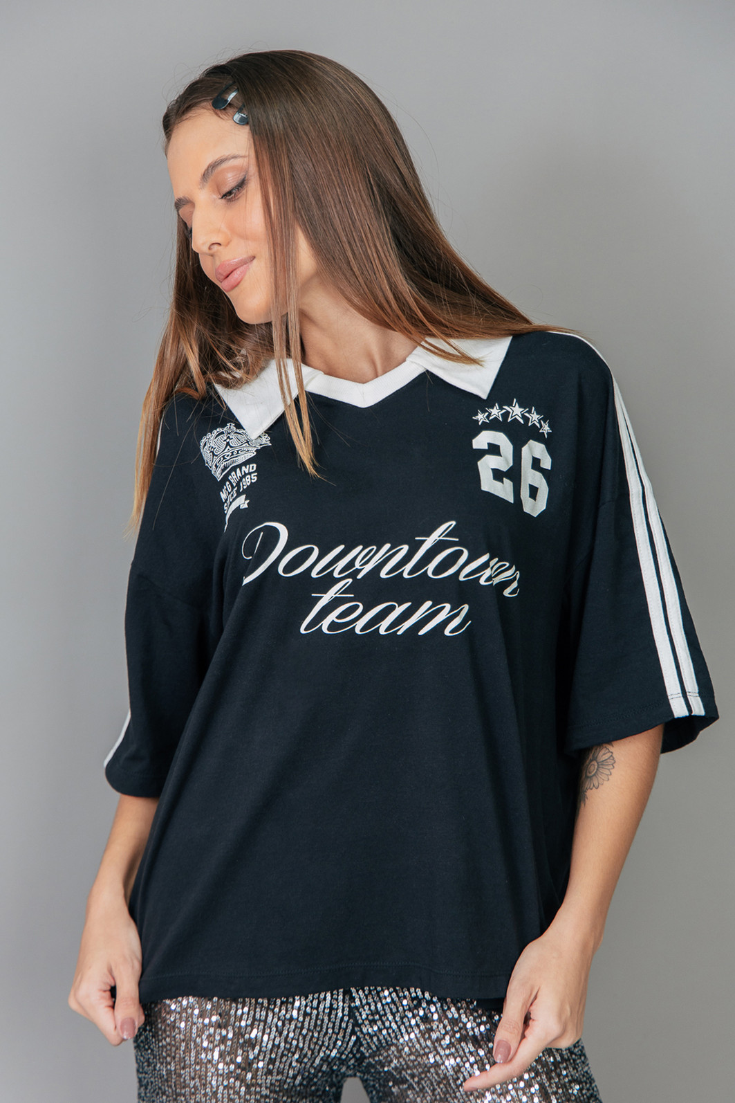 T-SHIRT OVERSIZED ESPORTIVA COM GOLA  DOWNTOWN TEAM