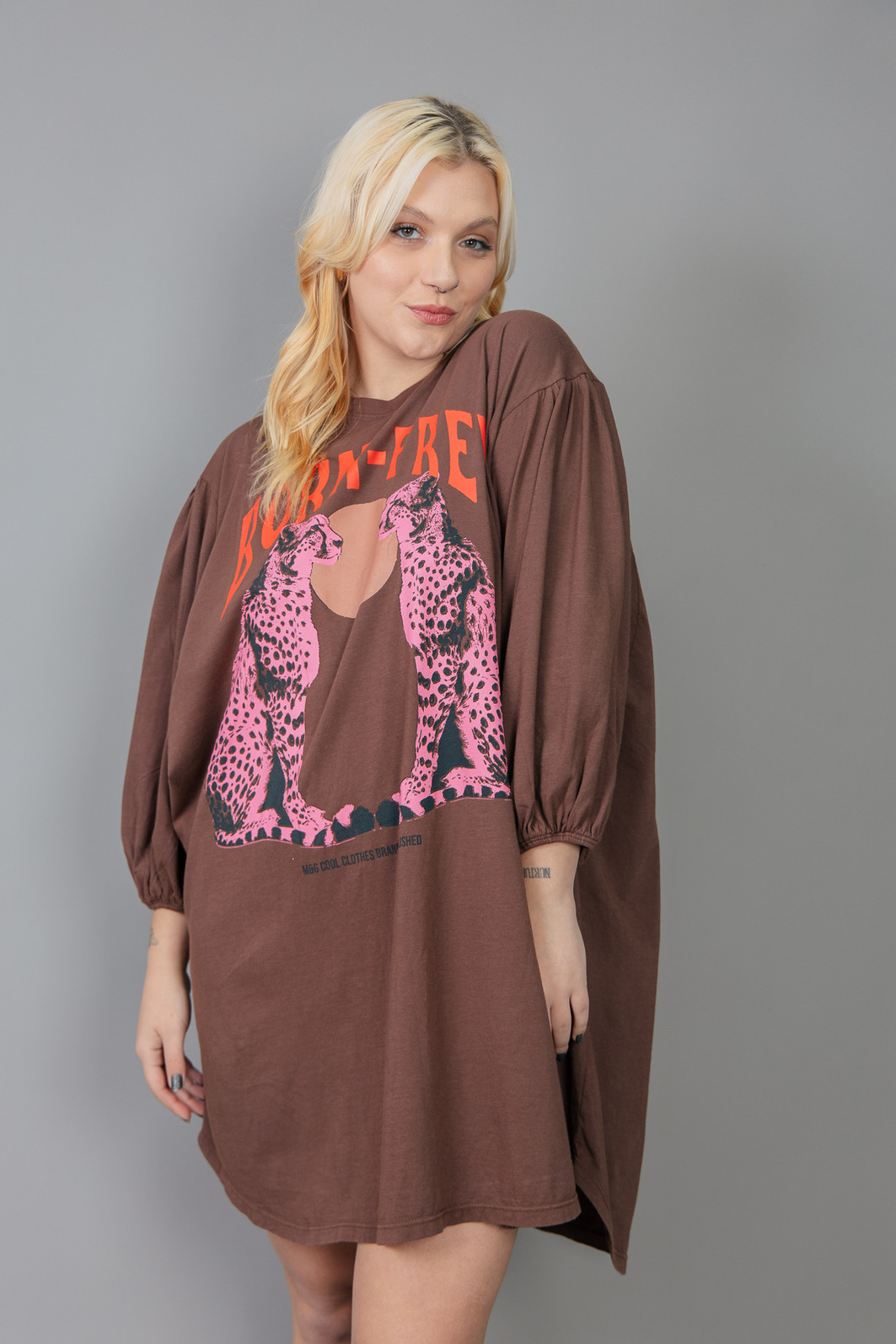 VESTIDO AMPLO COM MANGA BUFANTE BORN FREE