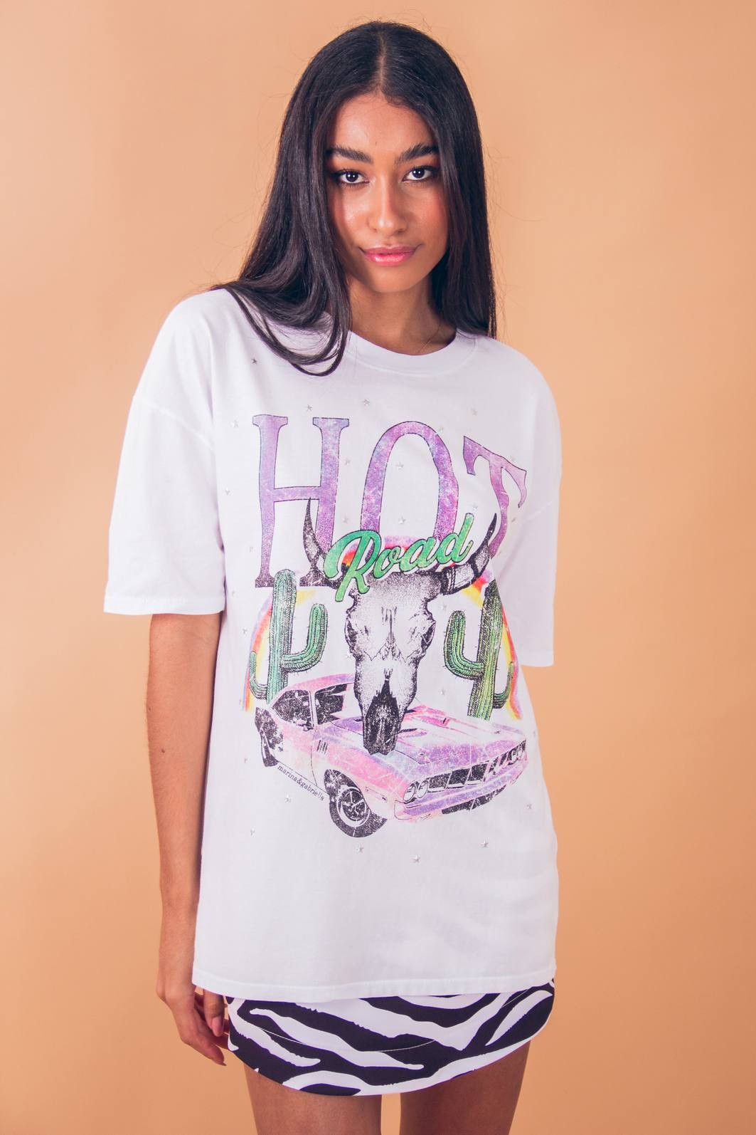 CAMISETA T-SHIRT VINTAGE BRANCA HOT ROAD