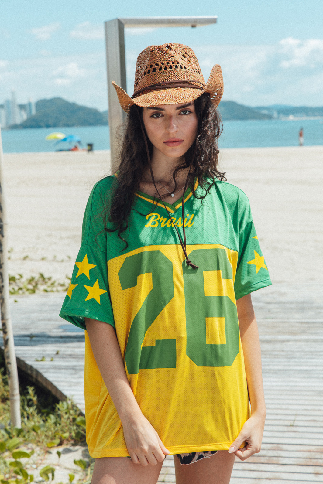 CAMISETA T-SHIRT ESPORTIVA BRASIL DECOTE V