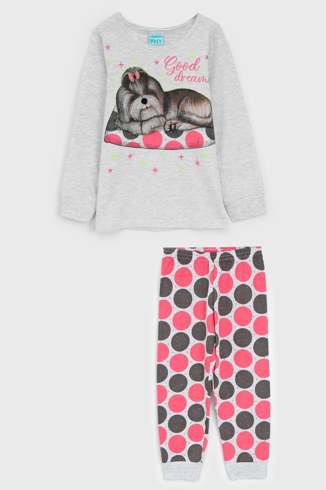 Pijama Kyly Longo Infantil Full Print Cinza/Rosa Pijama Kyly Longo Infantil Full Print Cinza/Rosa