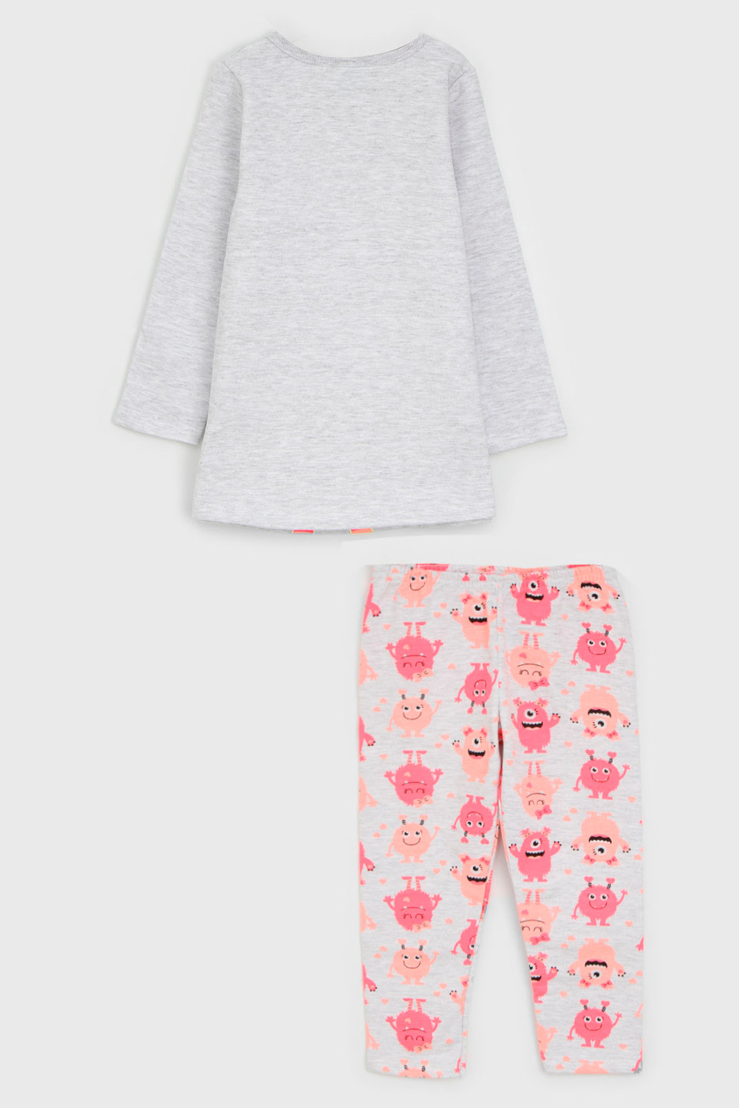 Pijama Kyly Longo Infantil Monstrinho Cinza/Rosa Pijama Kyly Longo Infantil Monstrinho Cinza/Rosa