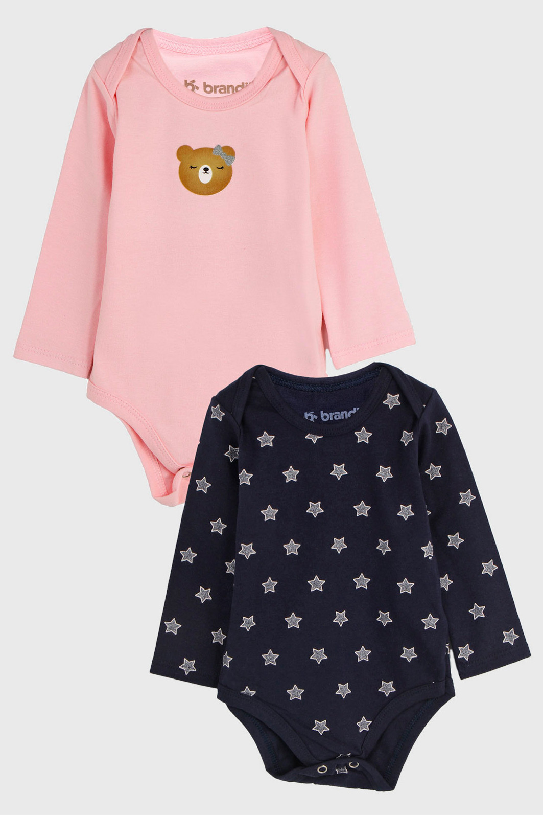 Kit 2pçs Brandili Infantil Ursinho Rosa/Azul-Marinho