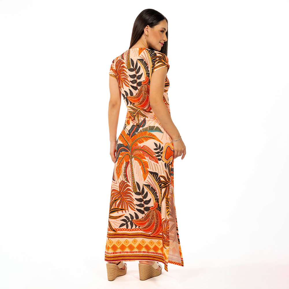 Vestido Longo Jeri Natureza Bordada Vestido Longo Jeri Natureza Bordada