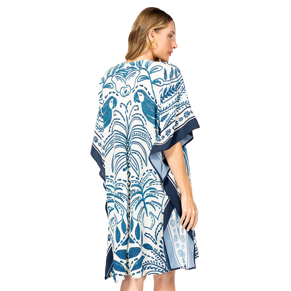 Kaftan Verão Atena Araras Bordado Off Kaftan Verão Atena Araras Bordado Off