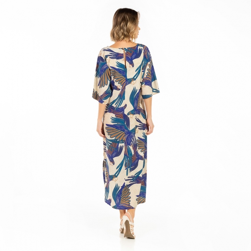 Kaftan Atena Arara Roxa Bordado Lilás Kaftan Atena Arara Roxa Bordado Lilás
