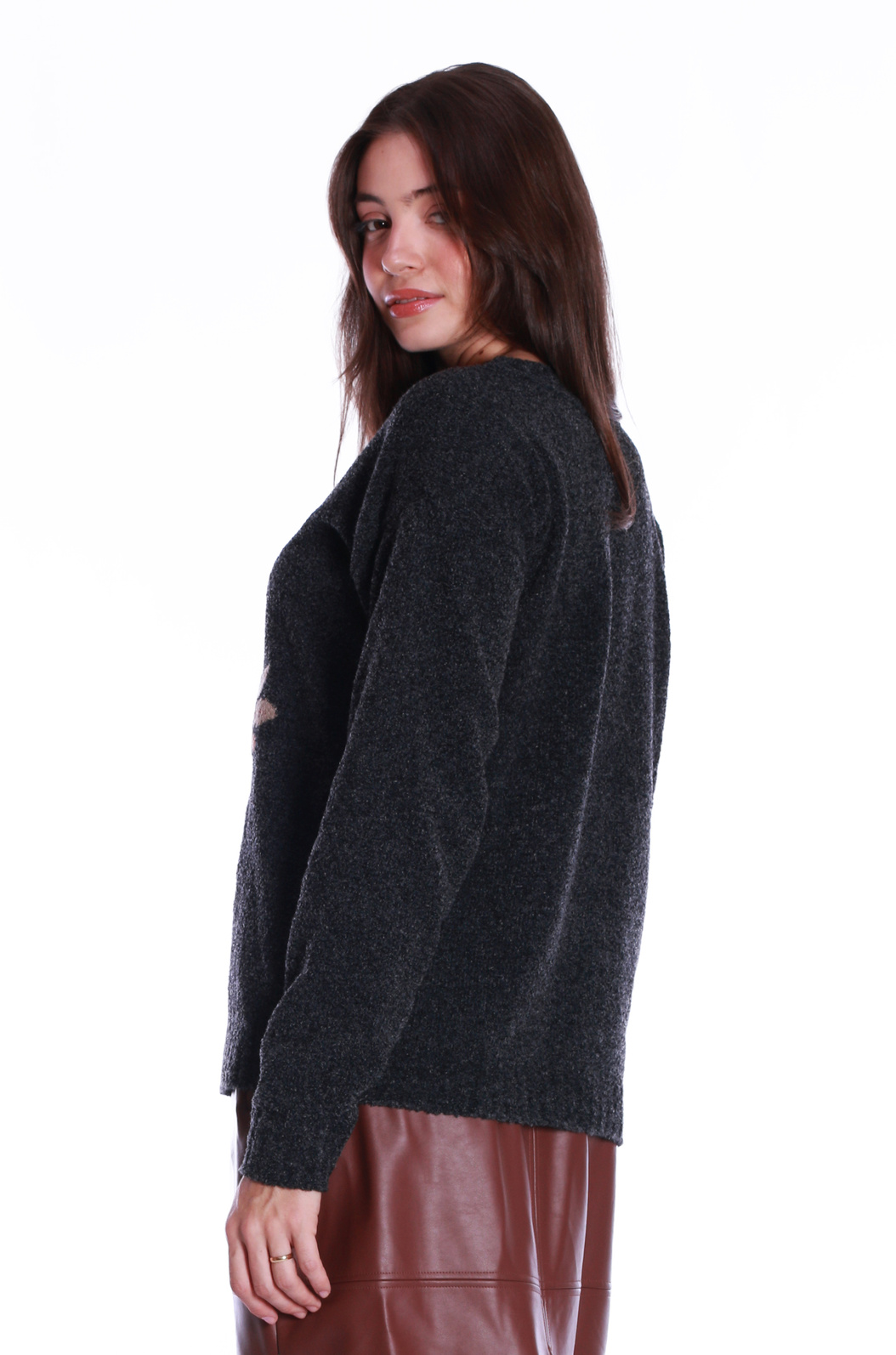 Blusão Tricô Jacquard Grafite Arara Blusão Tricô Jacquard Grafite Arara