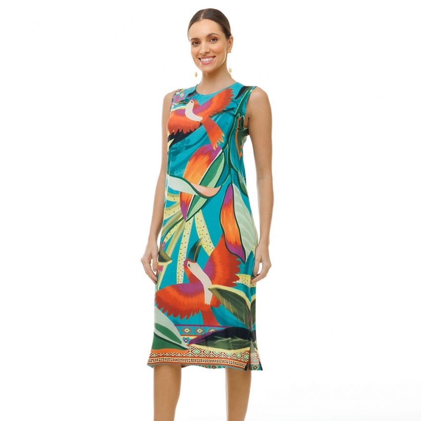 Vestido Estampado Clássico Midi Tucano Color Vestido Estampado Clássico Midi Tucano Color