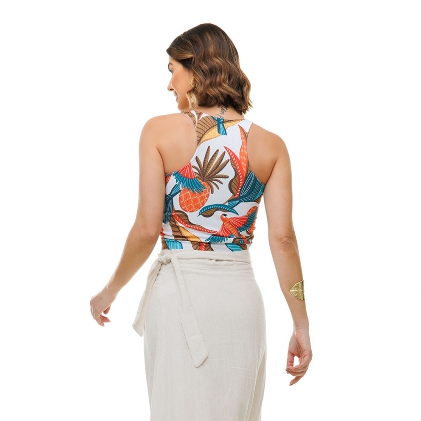 Top Canelado Aves e Abacaxi Top Canelado Aves e Abacaxi