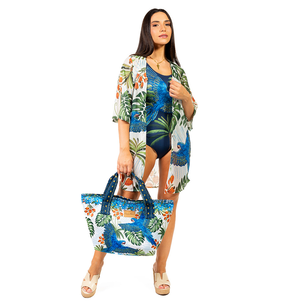 Bolsa Praia Arara Bordado Barra