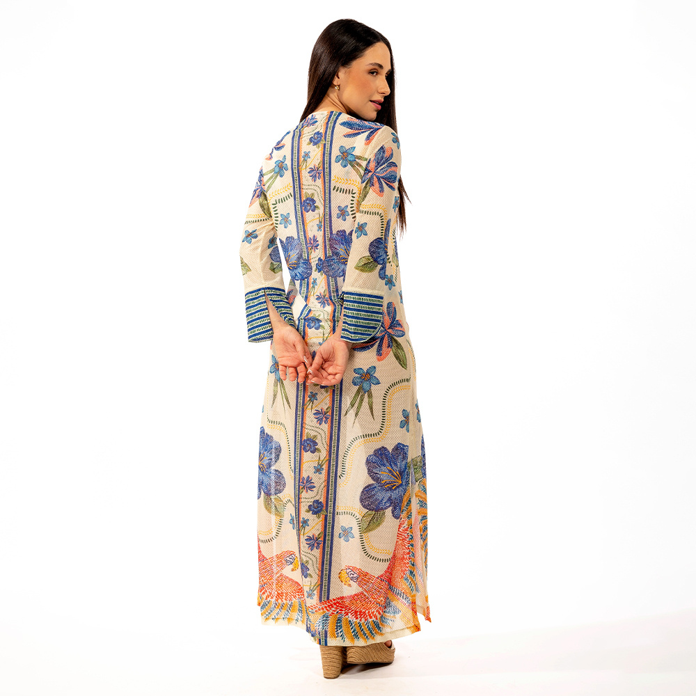 Saída de Praia Trancoso Passaros e Flores Bordado