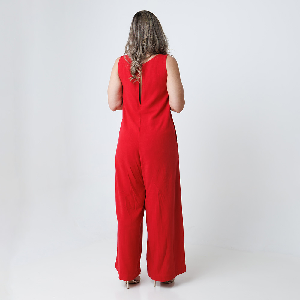 Macacão Linho Essência Vermelho Macacão Linho Essência Vermelho