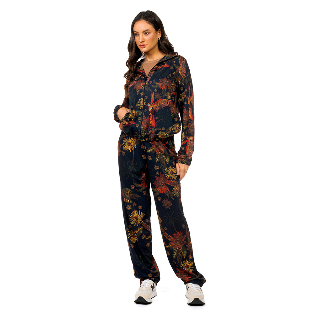 Jaqueta Moletinho Com Gola Arara Flor Bordado Off Jaqueta Moletinho Com Gola Arara Flor Bordado Off