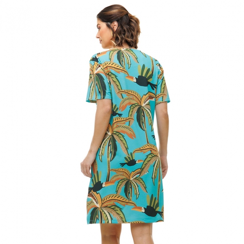Vestido Floresta Tucaninhos e Palmeiras