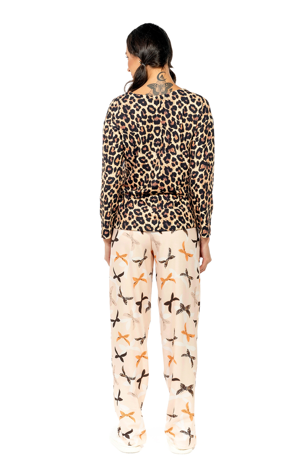 Pijama Feminino Manga Longa Adulto Estampado Cute Cat Pijama Feminino Manga Longa Adulto Estampado Cute Cat
