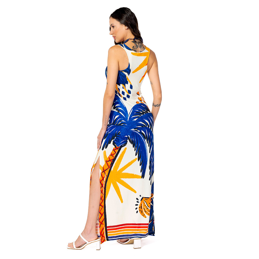 Vestido Hortência Bichos Tropical Vibes Azul