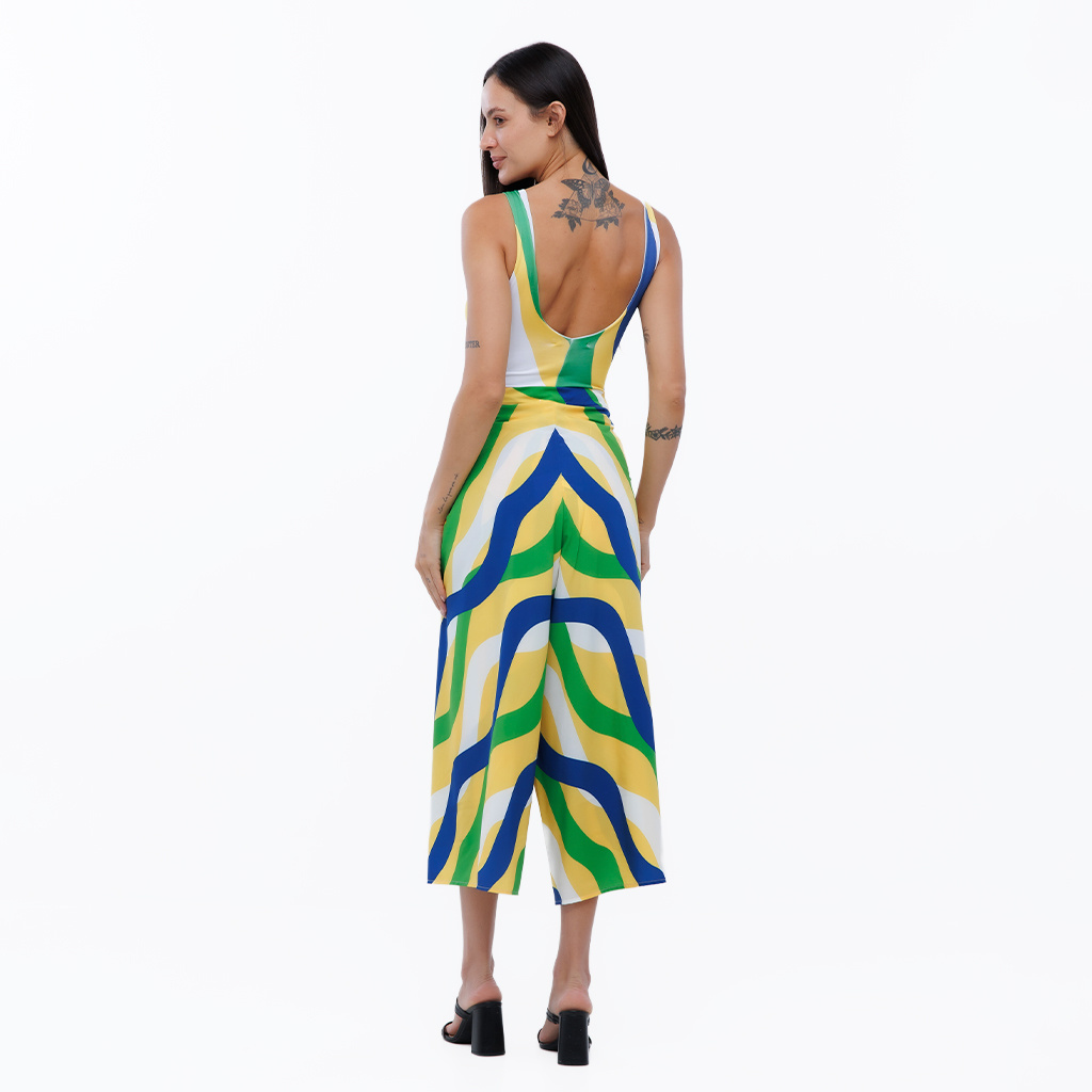 Calça Feminina Transpassada Estampada Arara Brasil Cores