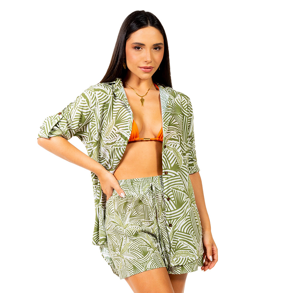 Camisa Alongada Atena Verão Bananeiras Vetor Fundo Off Camisa Alongada Atena Verão Bananeiras Vetor Fundo Off