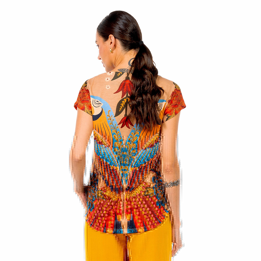 Blusa Jasmim Araras Paraiso Floral