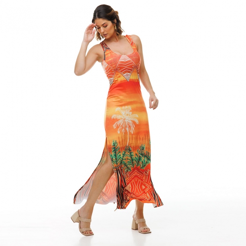 Vestido Hortência Étnico Por do Sol
