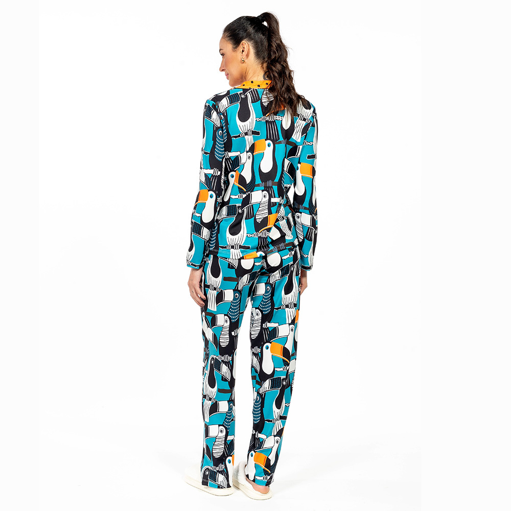 Conjunto Pijama Americano Longo Adulto Tucano Vetor Pontos Conjunto Pijama Americano Longo Adulto Tucano Vetor Pontos