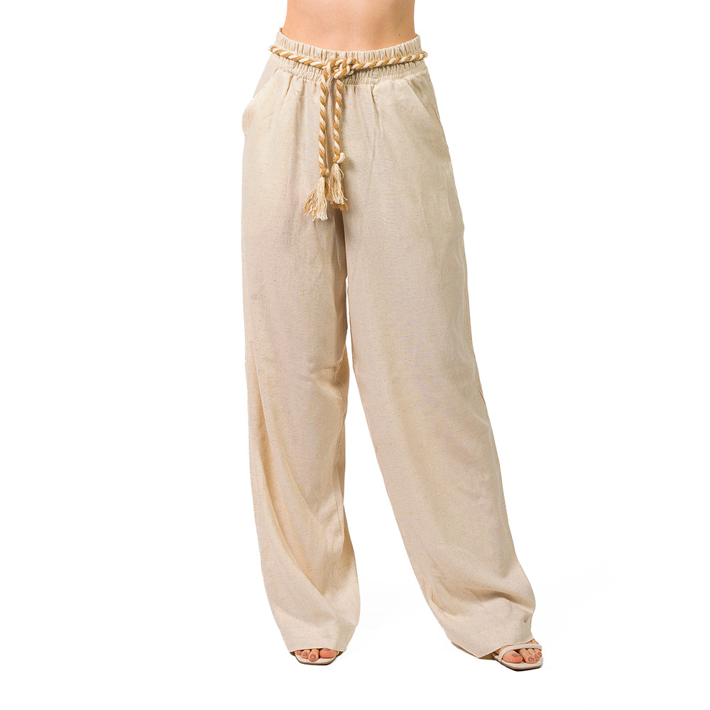 Calça Ampla Linho Natural Calça Ampla Linho Natural