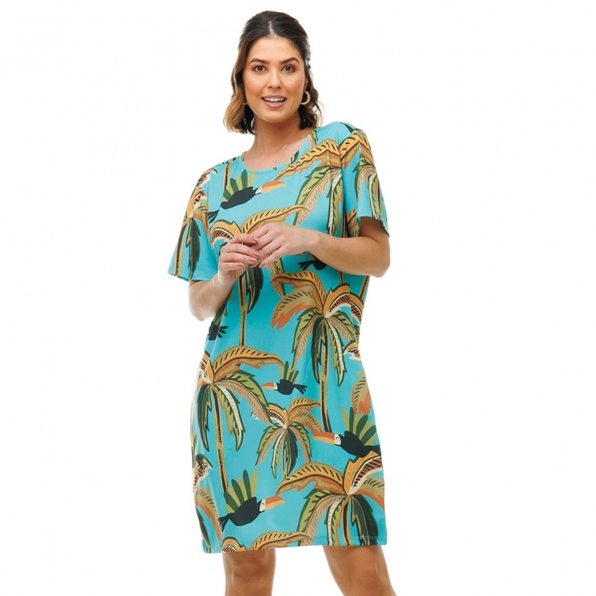 Vestido Floresta Tucaninhos e Palmeiras