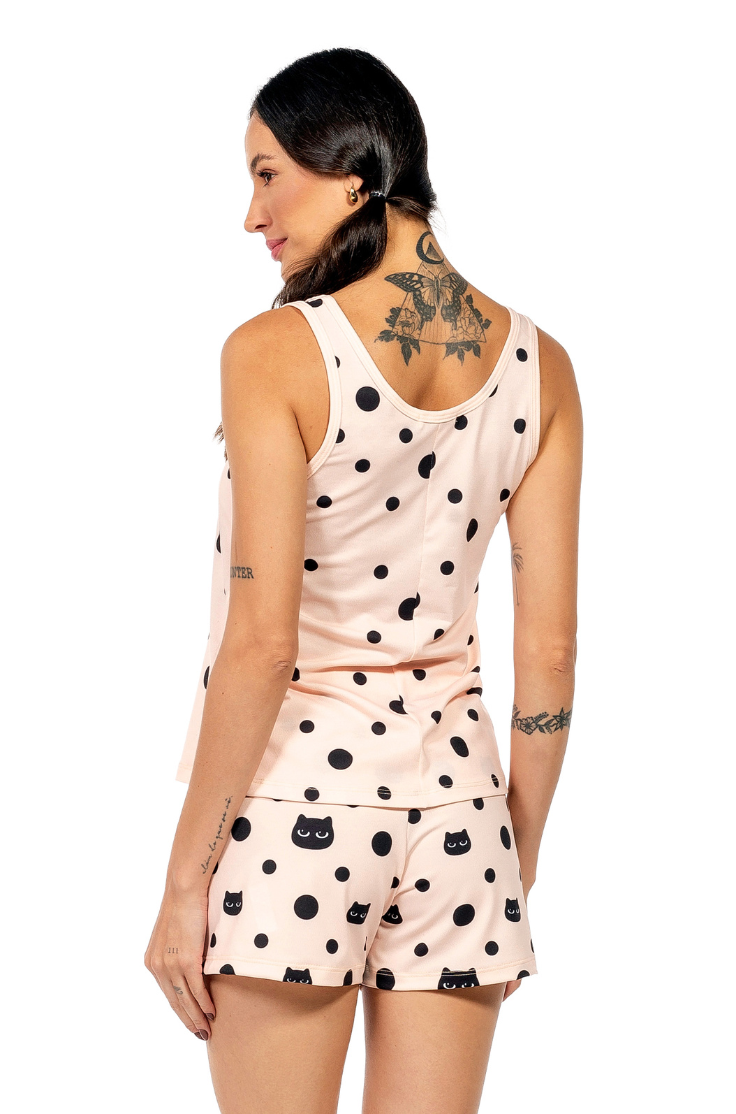 Pijama Feminino Adulto Estampado Poá Gato Preto Pijama Feminino Adulto Estampado Poá Gato Preto