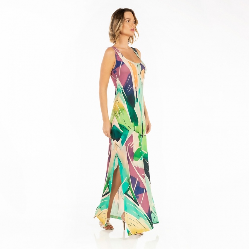 Vestido Hortência Folhagens Color Off