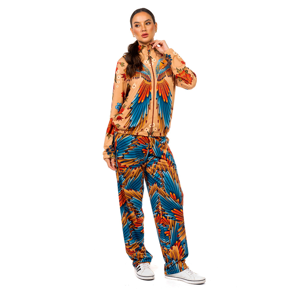 Calça Moletinho Semi Ampla Araras Paraiso Floral