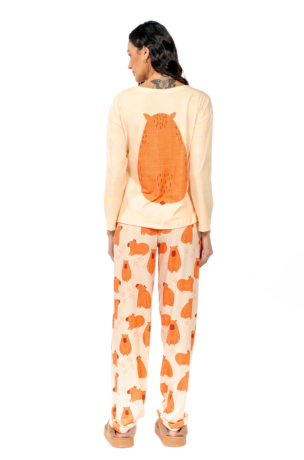 Pijama Feminino Manga Longa Adulto Estampado Capivarinhas Pijama Feminino Manga Longa Adulto Estampado Capivarinhas