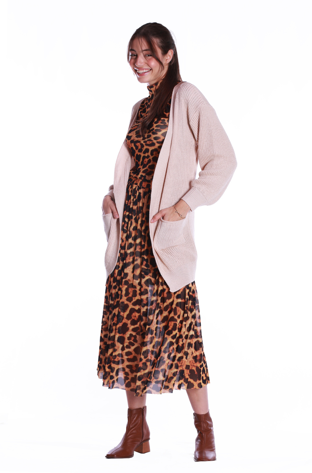 Cardigan Tricô Feminino Norma Bege