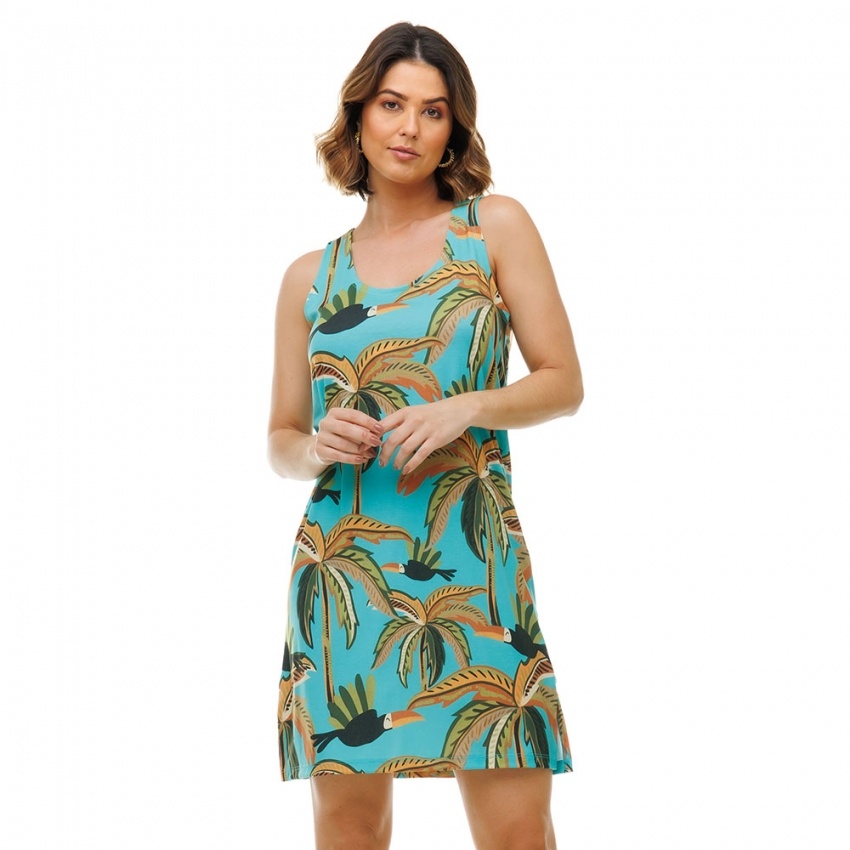Vestido Flora Tucaninhos e Palmeiras