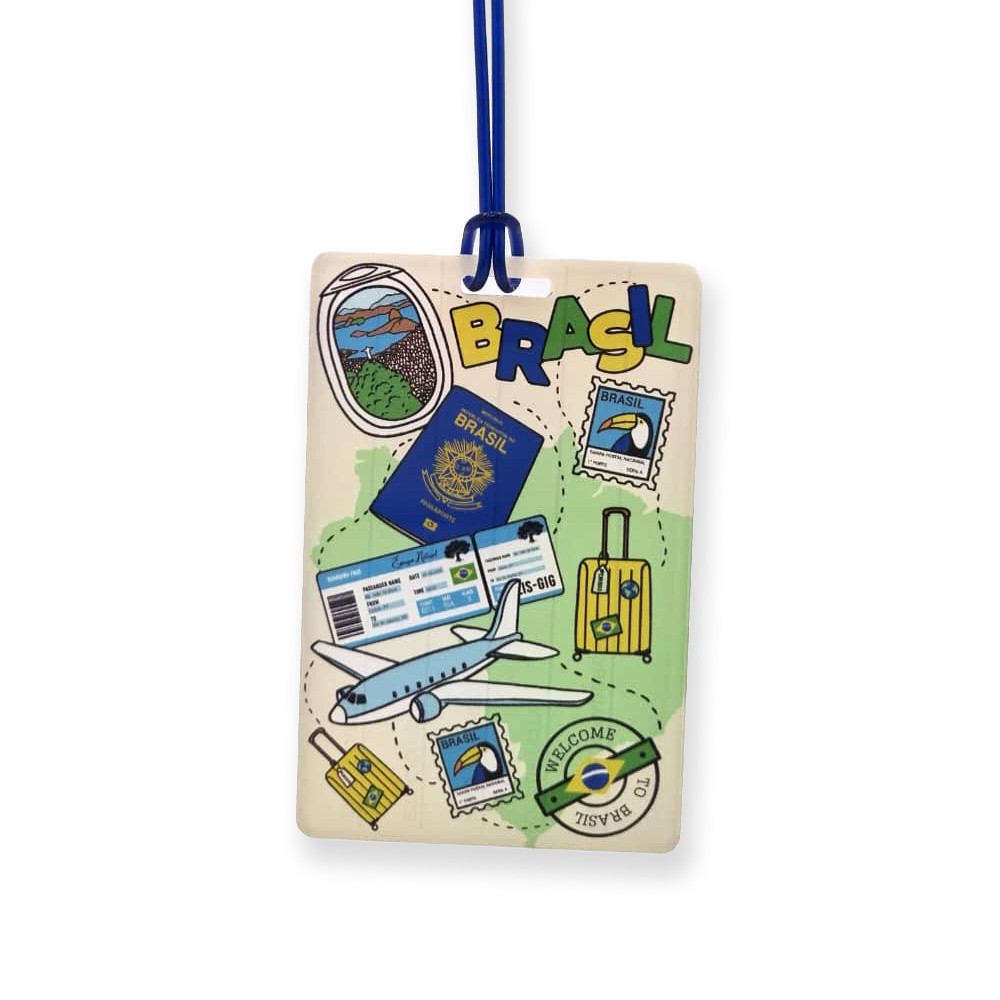 Tag de Mala Acrílico Viagens Ícones Brasil