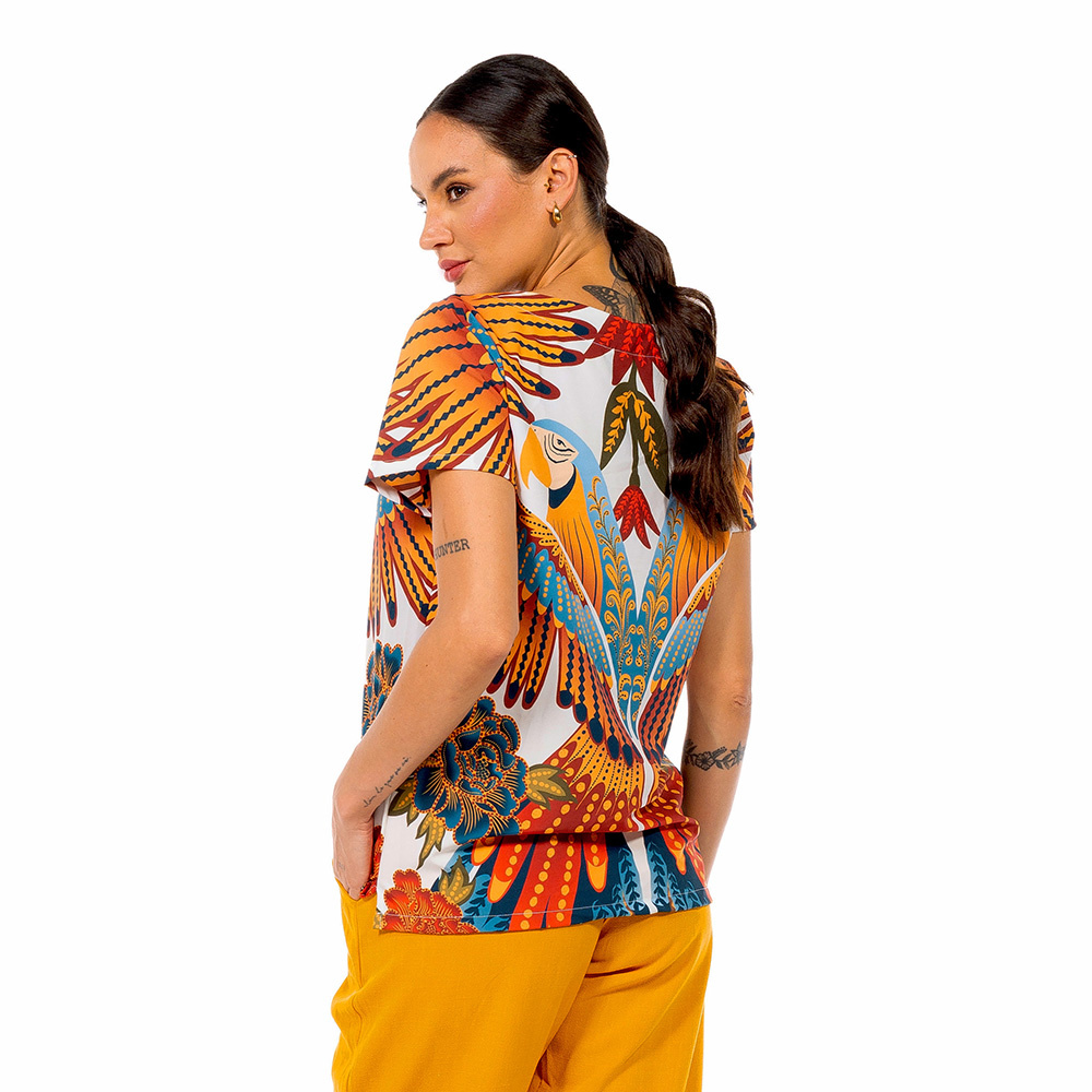 Blusa Atena Maxi Araras Paraiso Floral