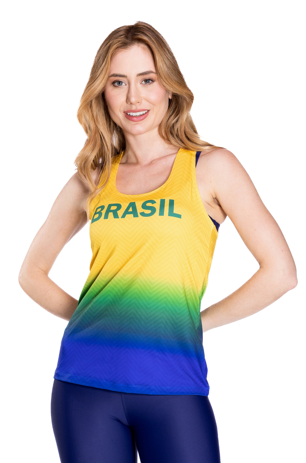 Regata Fitness Technodry Estampada Brasil Zig Zag Cores Degrade
