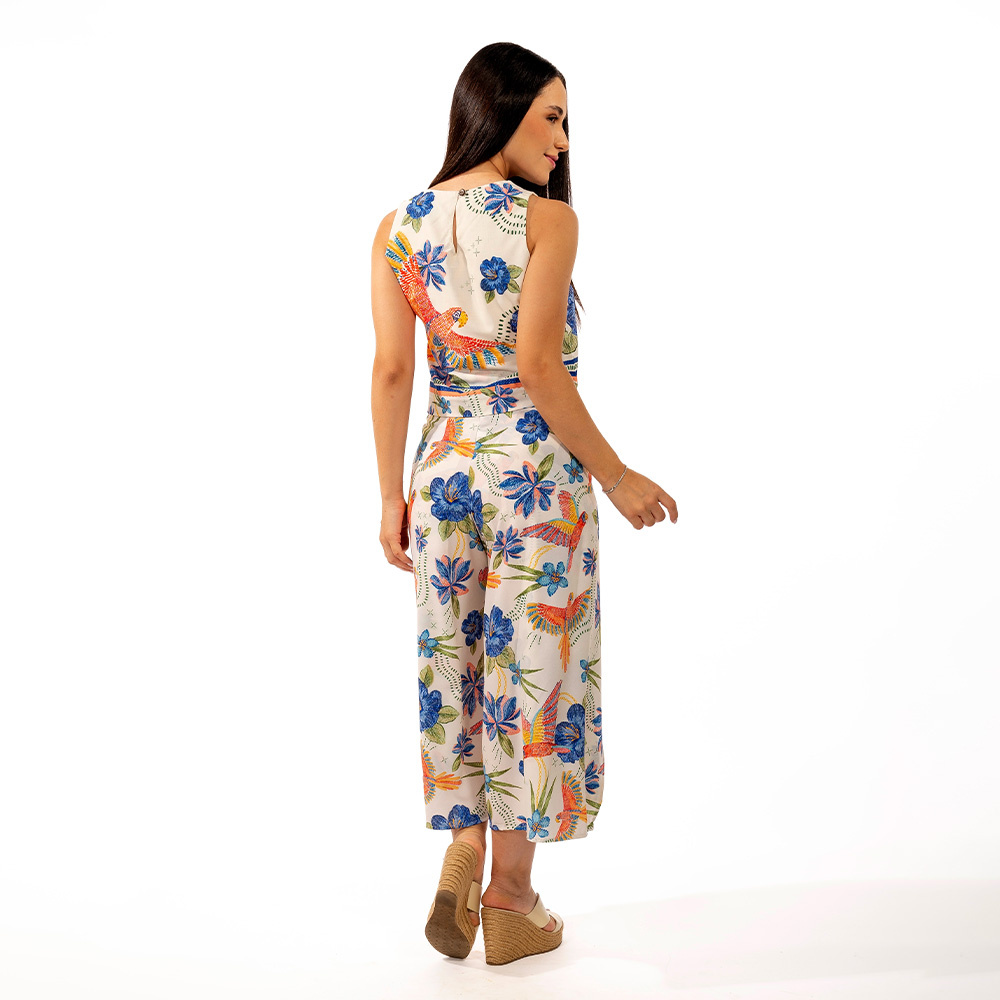 Calça Transpassada Passaros e Flores Bordado Calça Transpassada Passaros e Flores Bordado